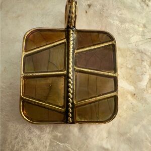 Vintage Monte Geometric Metallic Shimmer Enamel Rectangular Pendant